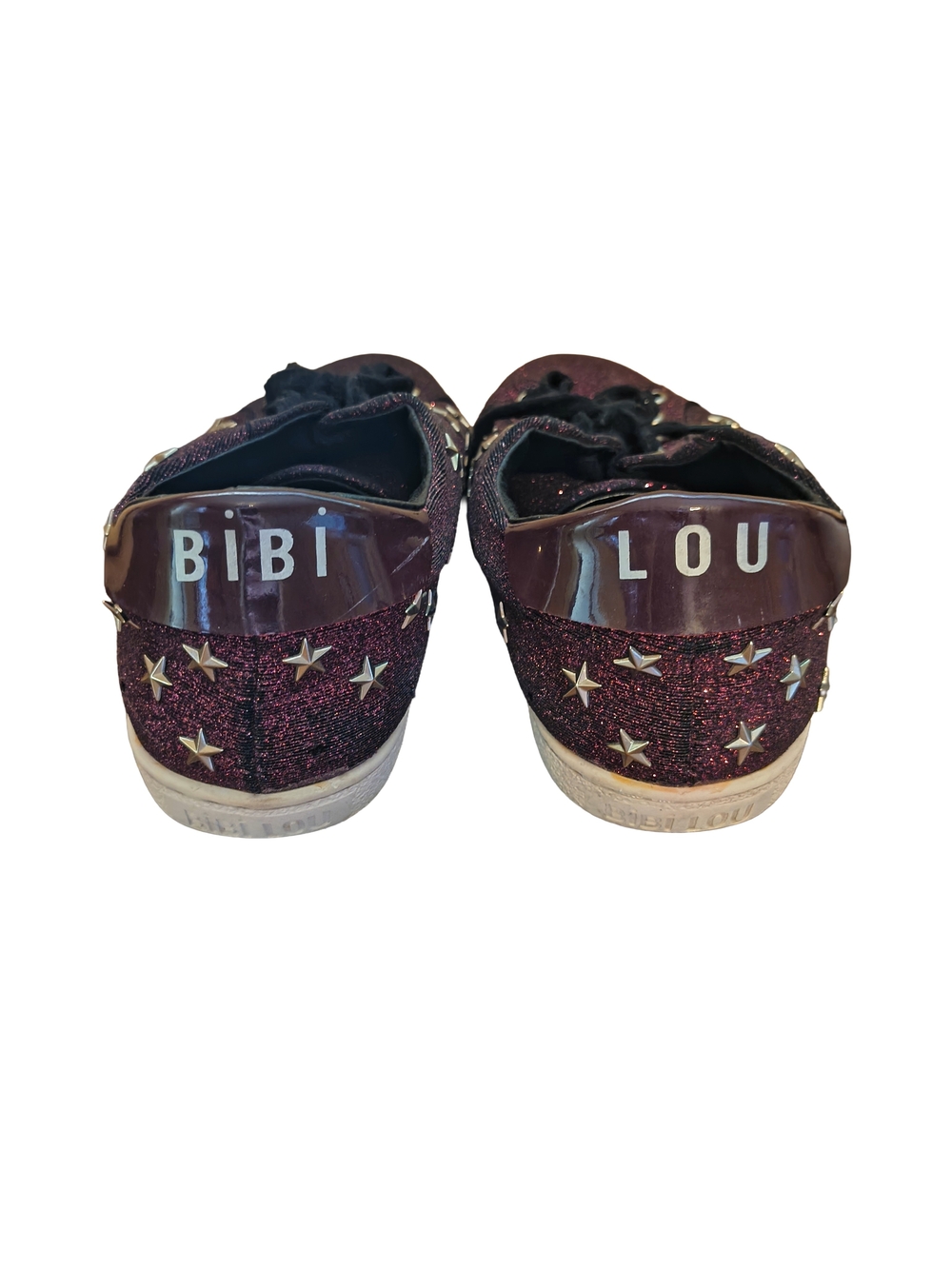 Bibi Lou Glitter Star Sneakers - Burgundy